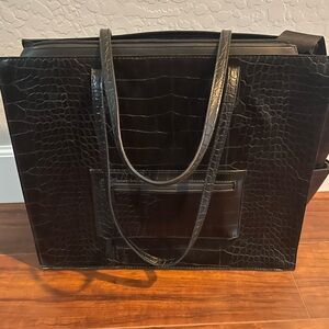 Beis The Work Tote Black Croc
